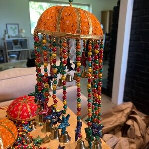 Set of 3 Colorful Hanging Bell Chimes – Beaded Star & Horse Decor
